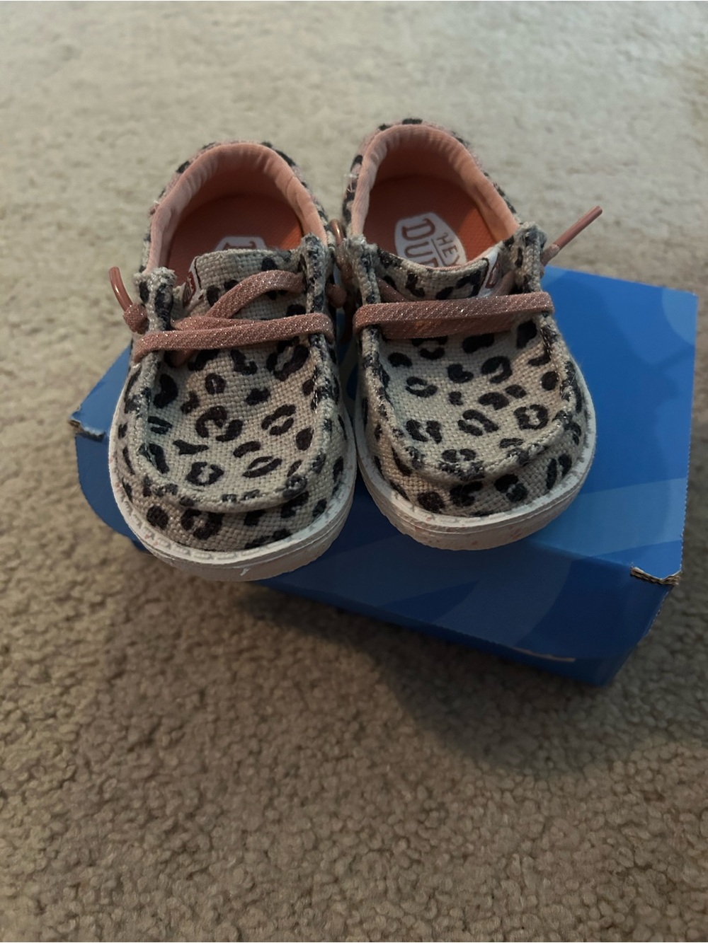 Hey Dude Kids Leopard Print Slip-Ons with Pink Accents